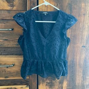 Express navy eyelet blouse